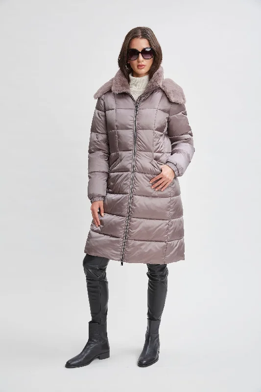 Tahari Faux Fur Trimmed Puffer Coat