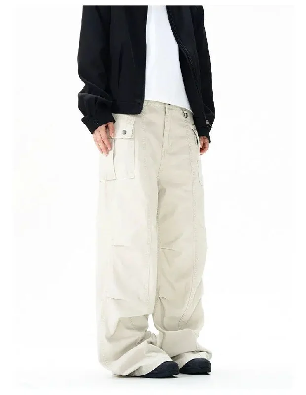 Distressed Pleats Cargo Pants