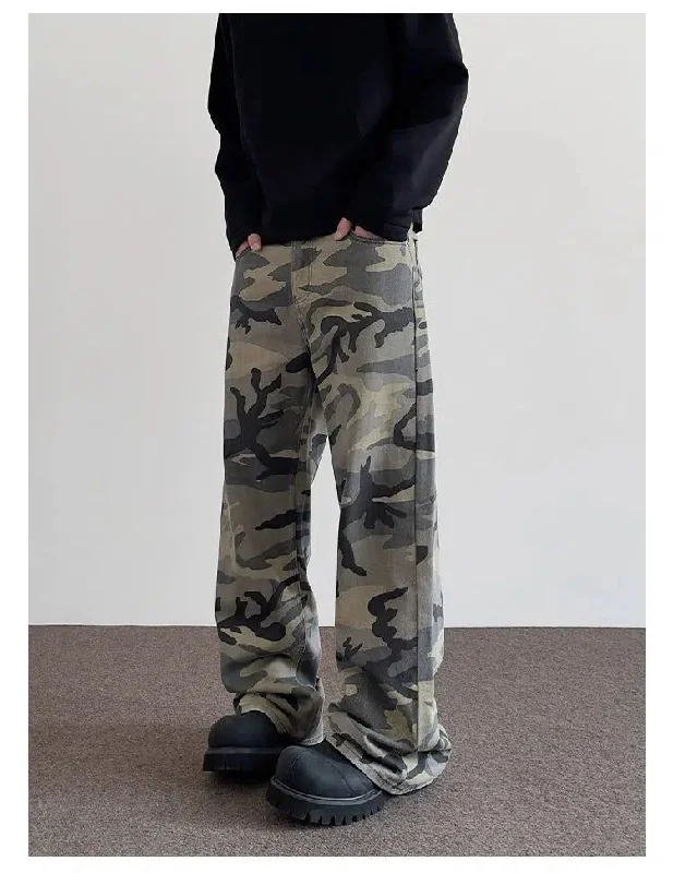 Camouflage Flared Slim  Pants