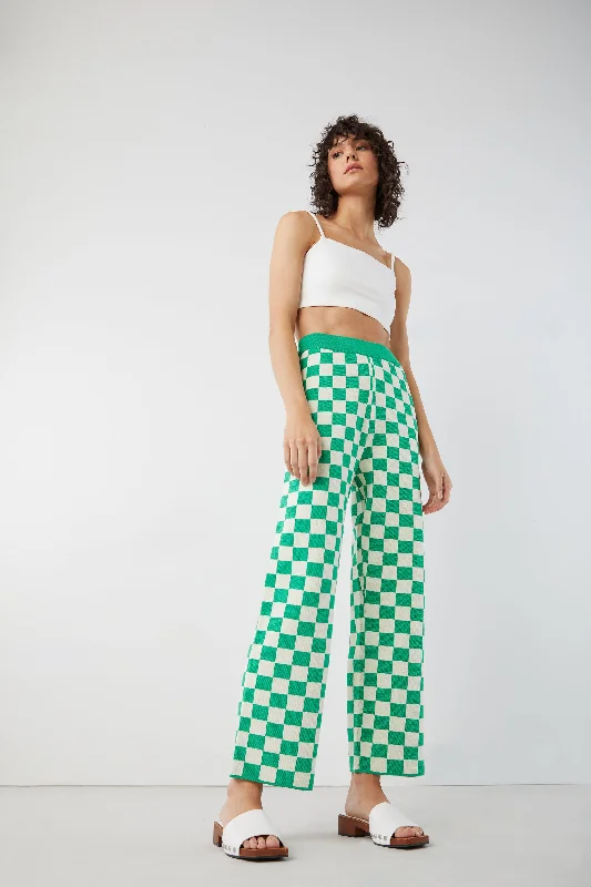 CHECKERED KNIT PANT