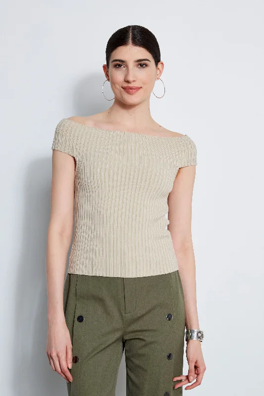 Off Shoulder Rib Sweater