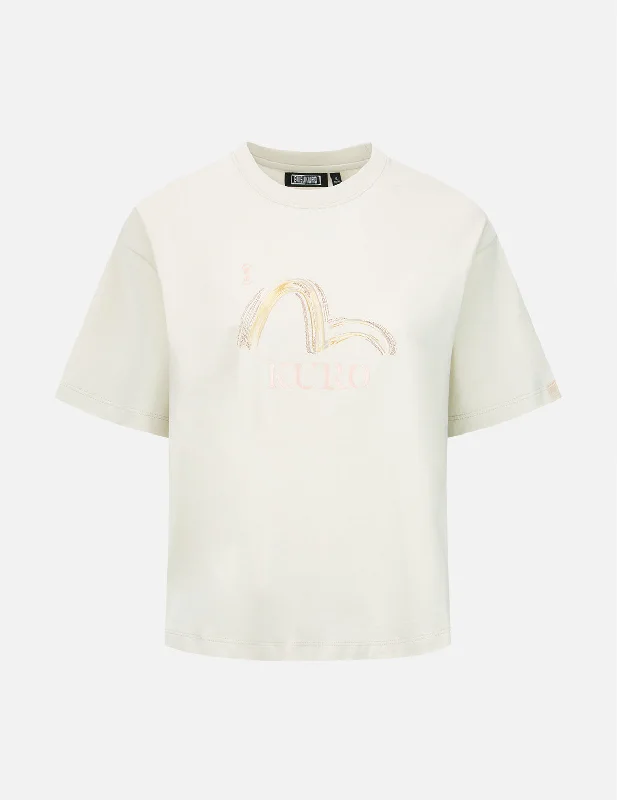 Brush Effect seagull Print T-shirt