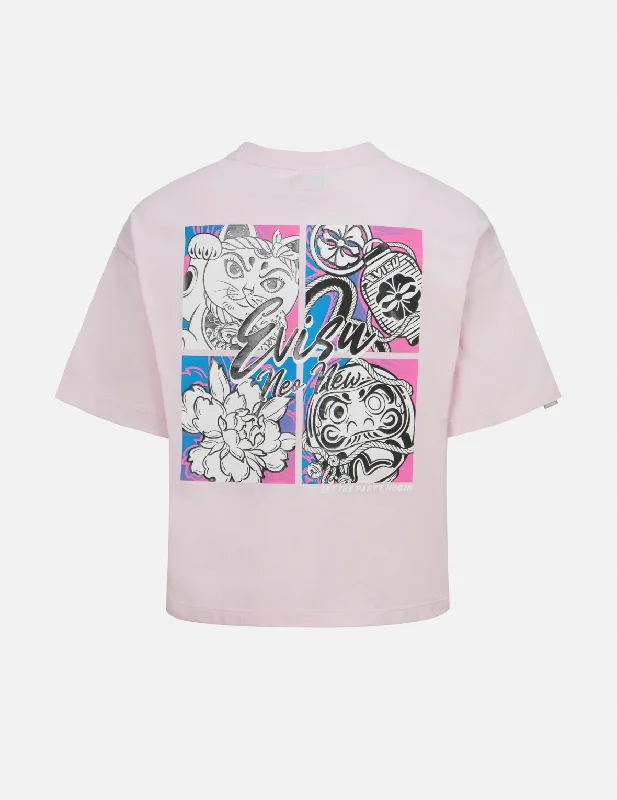 Cherry Blossom and Festival-Themed Daruma Cropped T-shirt