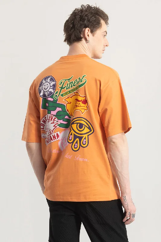 Finest Orange Graphic Oversized T-shirt