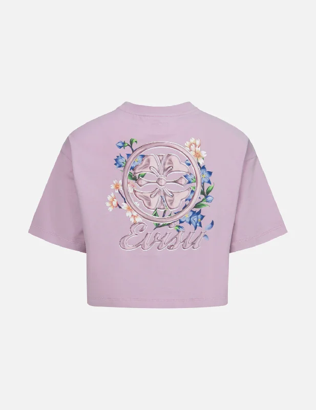 Kamon and Wisteria Print Cropped T-Shirt