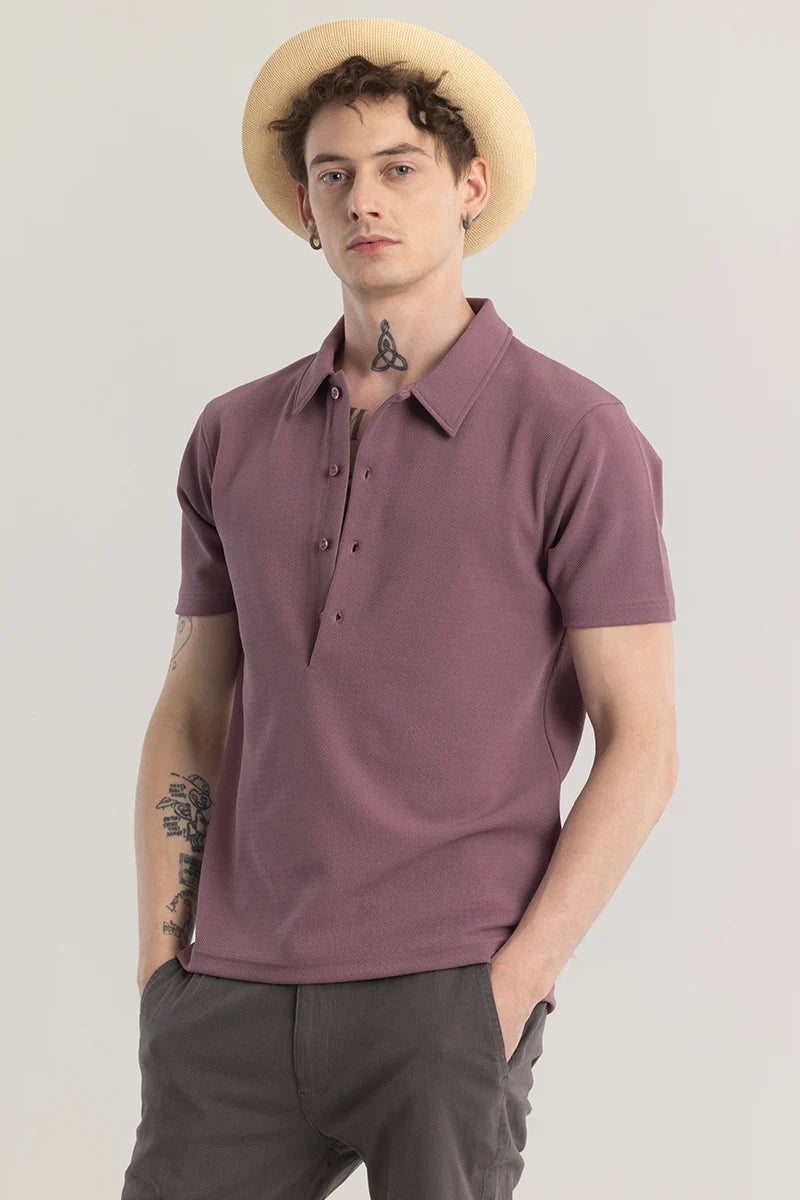 Poloshique Mauve Plain Polo T-Shirt