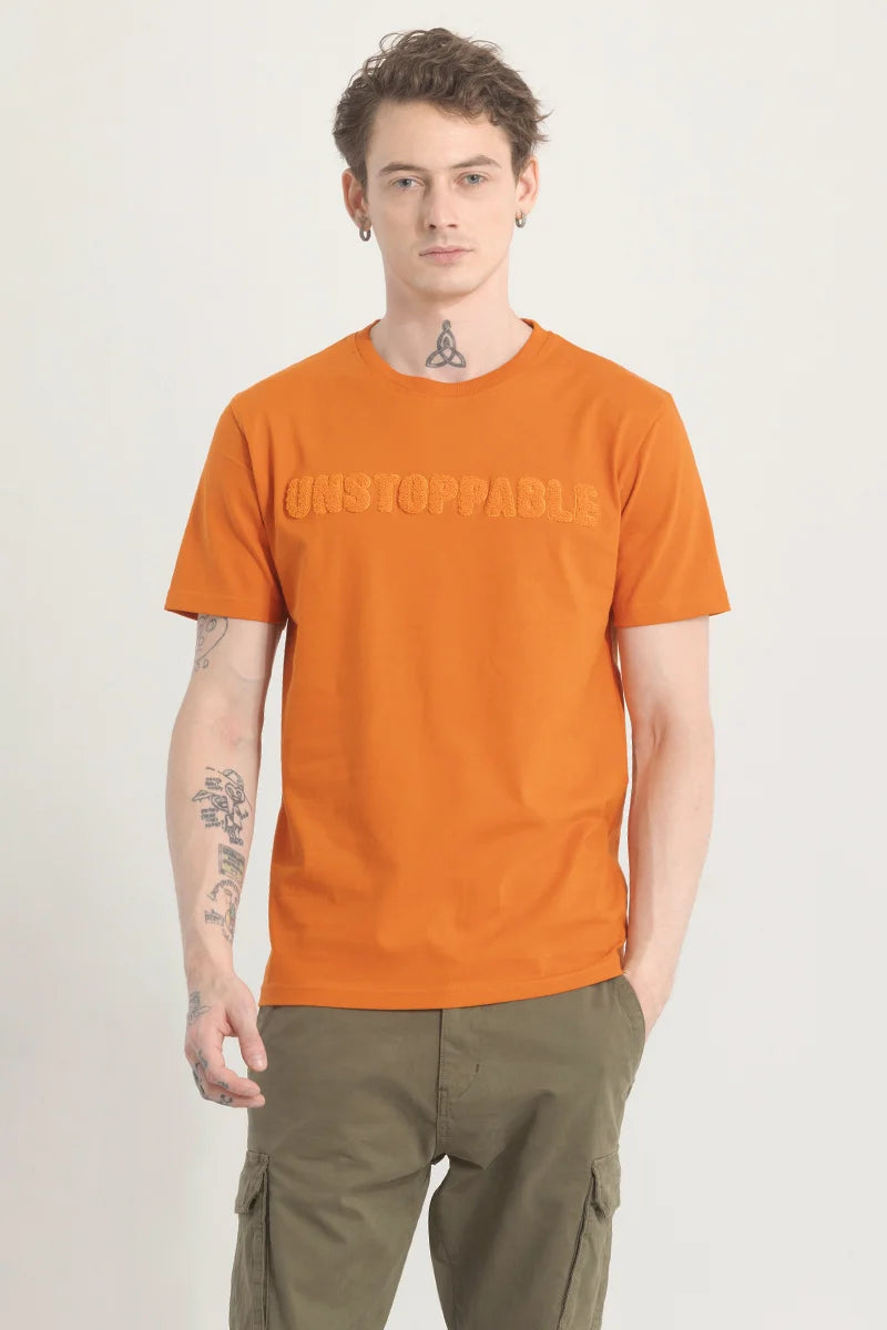 Stylusion Orange Printed T-Shirt