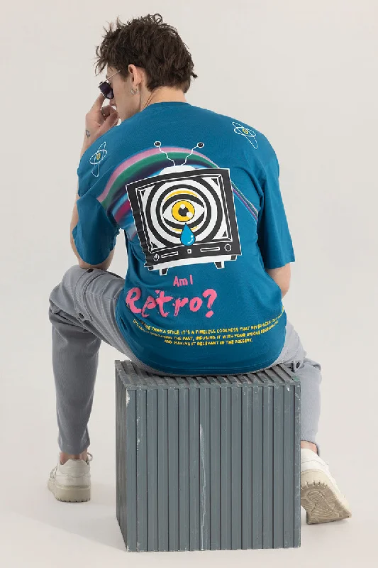 Trendthread Blue Graphic Oversized T-shirt