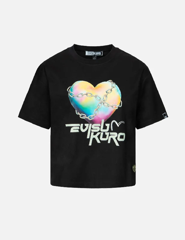 Y2K Holographic Heart-Shaped Earth Print Loose Fit T-shirt