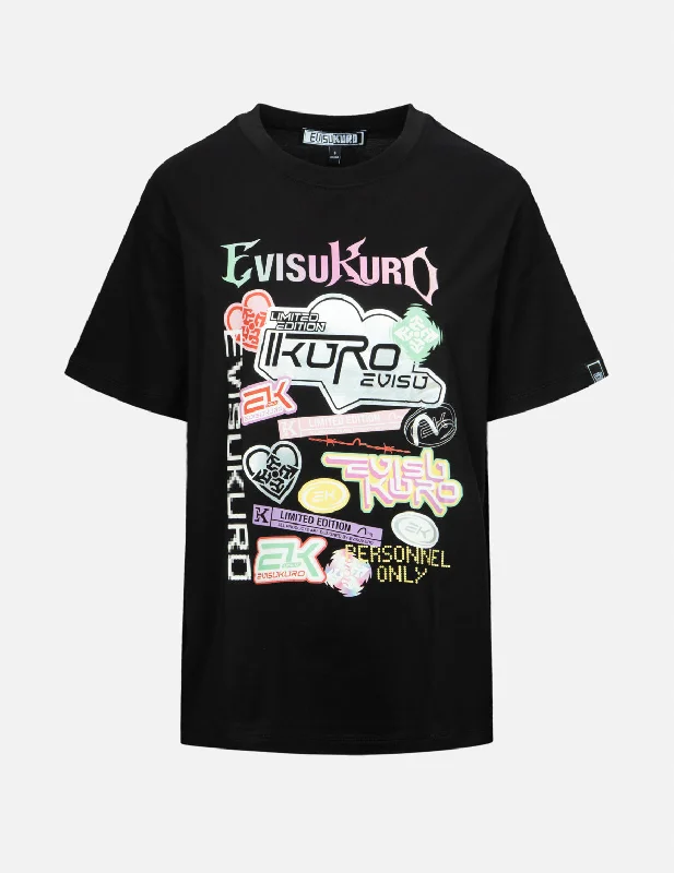 Y2K Holographic Sticker Print Boyfriend T-shirt