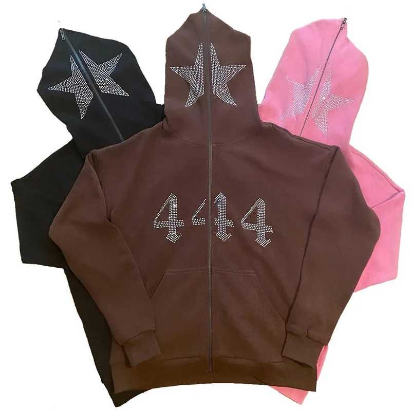 444 Star Zip-Up Hoodie