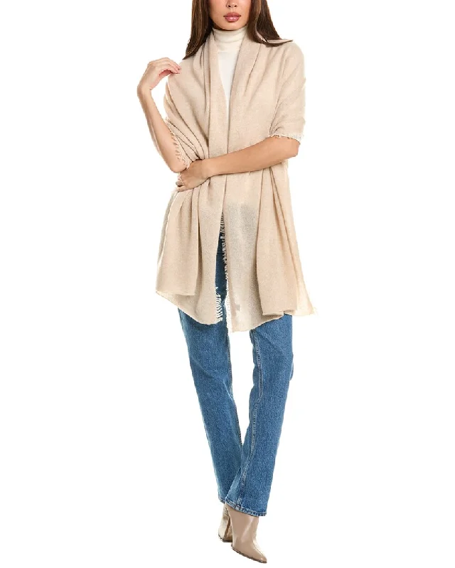 Amicale Cashmere Fringe Jersey Cashmere Travel Wrap