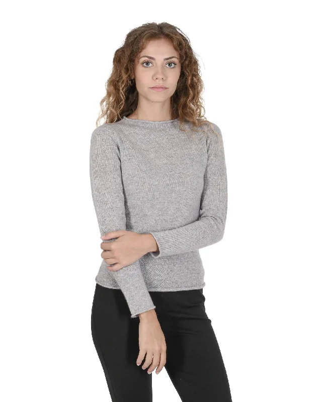 Crown of Edinburgh Cashmere Women's Premium Italian Cashmere Boatneck Sweater in Grigio Cenere - M