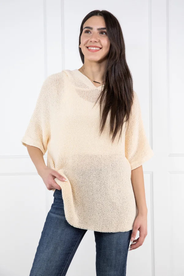 Driftwood Daydreams Hooded Short Sleeve Sweater