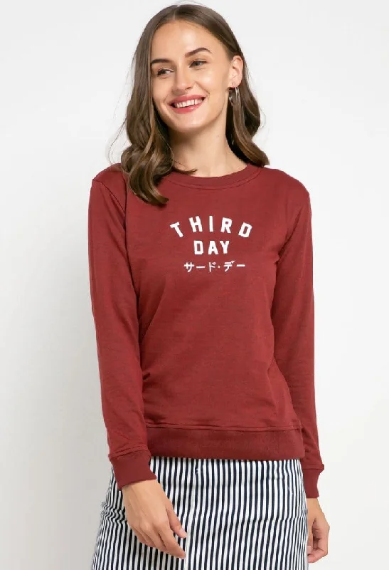 LO012 Thirdday sweater td simple maroon ladies