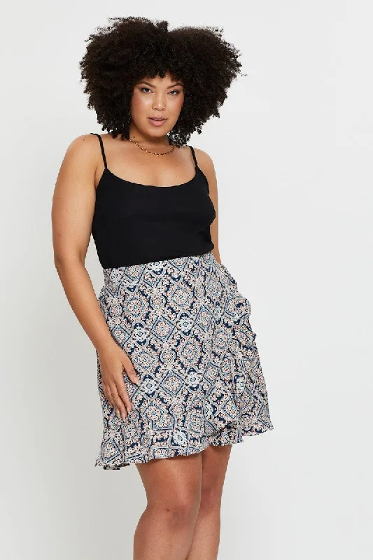 Paisley Pr Mini Skirt Ruffle Hem