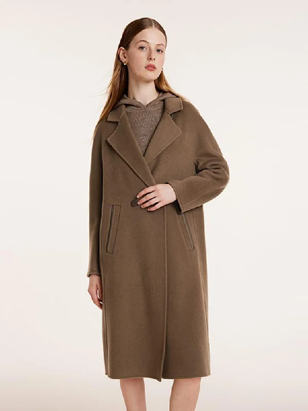 Coffee Tencel Wool Double-Faced Women Coat