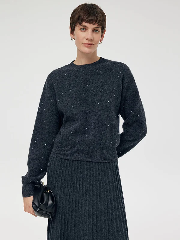 100% Wool Sequins Women Sweater