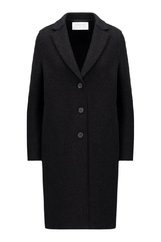 Harris Wharf London Wool Overcoat in Black