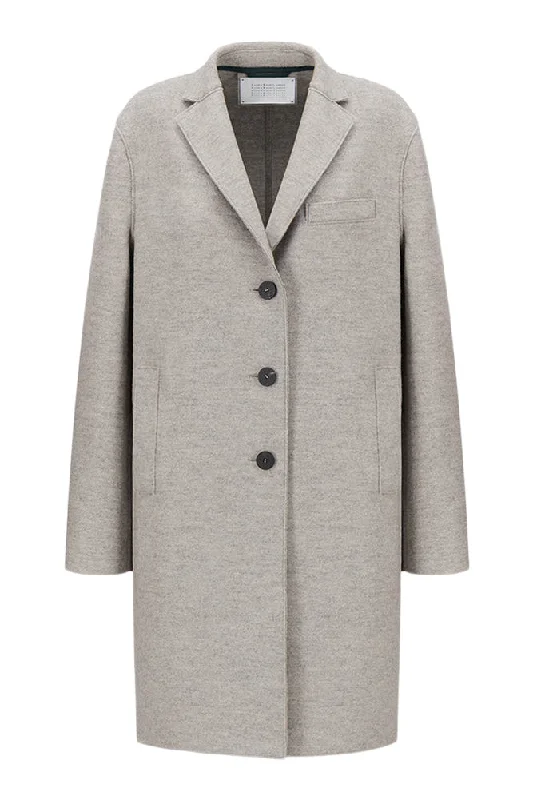 Harris Wharf London Pressed Wool Topcoat in Stone Melange