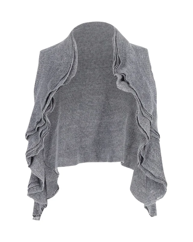 Theory Knit Waistcoat with Waterfall Effect in Grey Wool