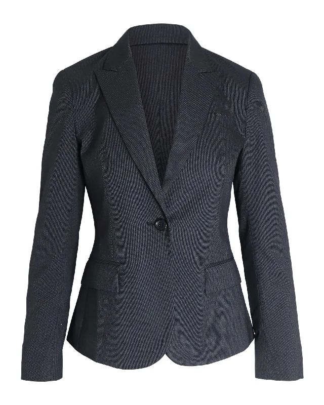 Theory Single-Breasted Blazer in Black Wool